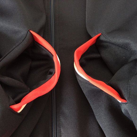 PLAYWAY Vintage Men's L Track Jacket Red‎ Blue Zip Pockets Striped Long Sleeve - Picture 5 of 14